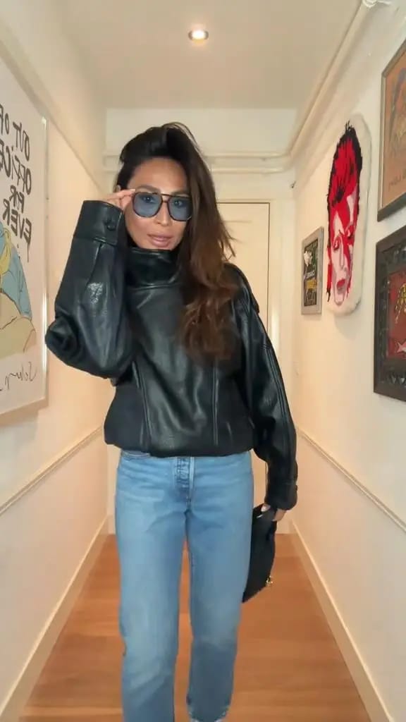 Customer photo review of Carla Asymmetrical Leather Jacket