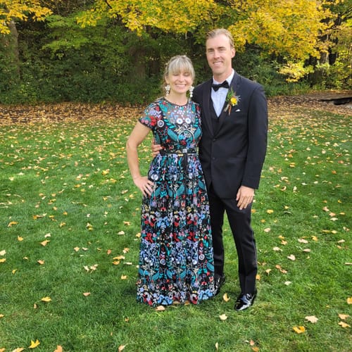 Customer photo review of Le Jardin Short Sleeve Gown by ML Monique Lhuillier - RENTAL