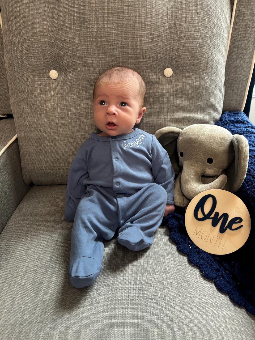 Customer photo review of Wooden Monthly Baby Milestones