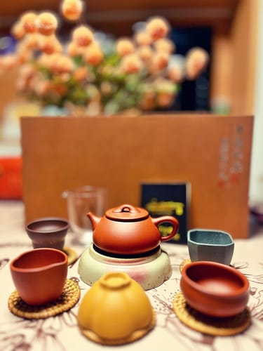 Customer photo review of Yixing Purple Clay Five Blessings Tea Set