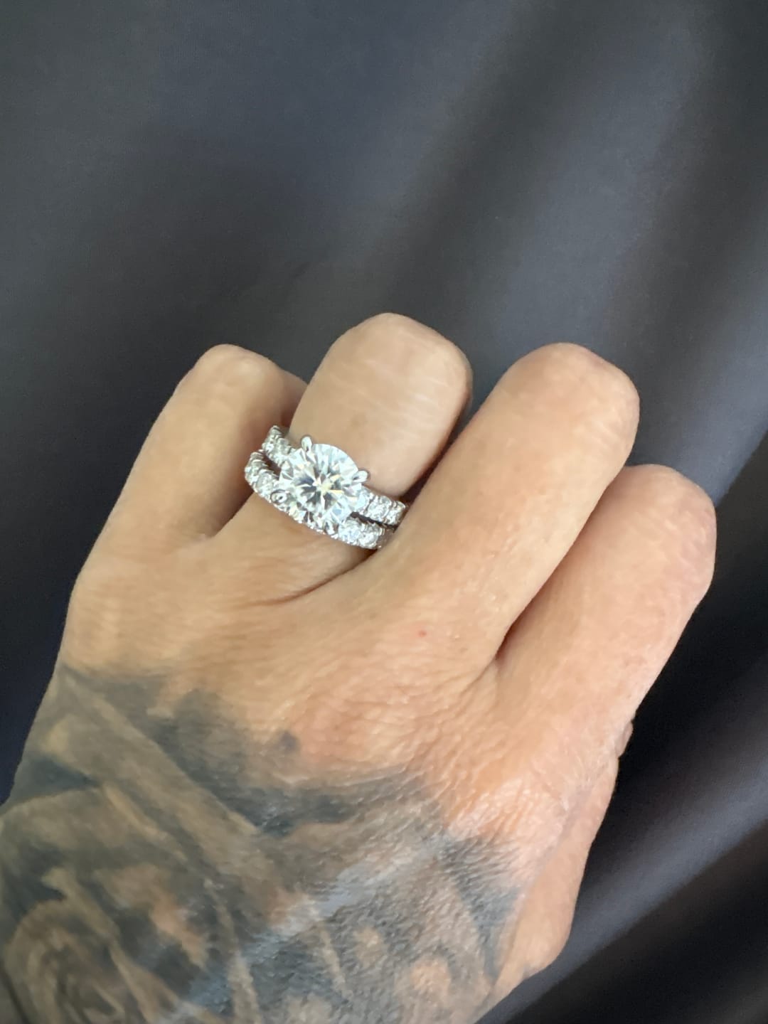 Customer photo review of Luxury Infinity Ring/ Eternity Band- White Gold - Moissanite/Lab Diamond (Rhodium Plated)
