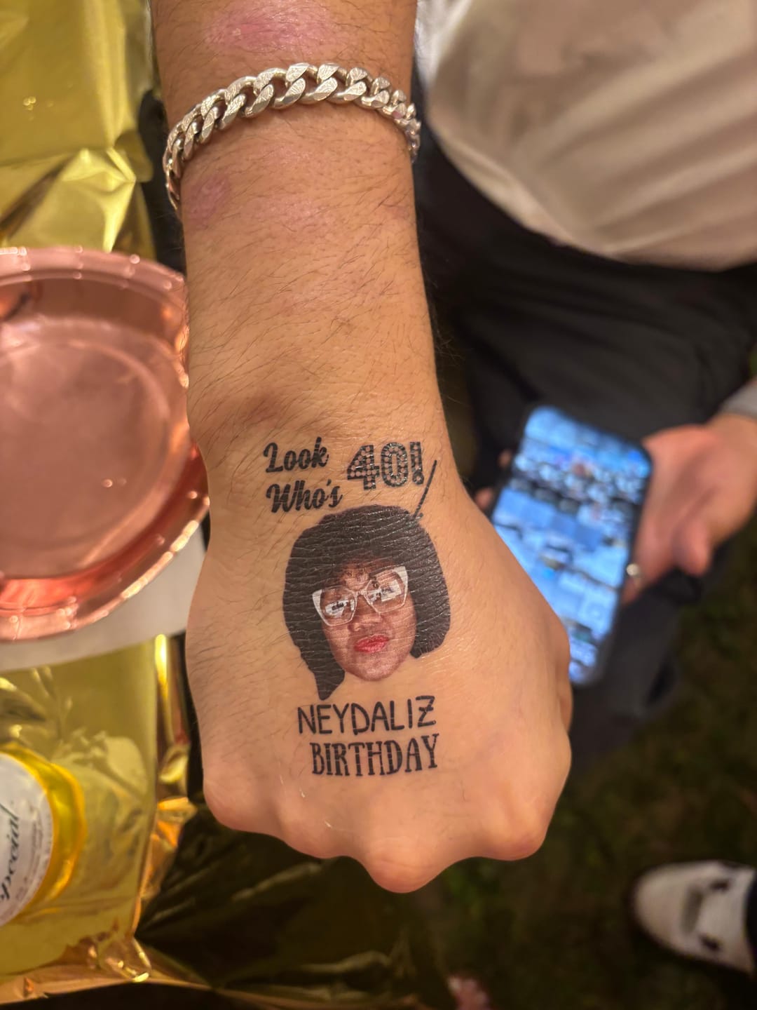 Customer photo review of Look Who's Birthday! Custom Tattoo