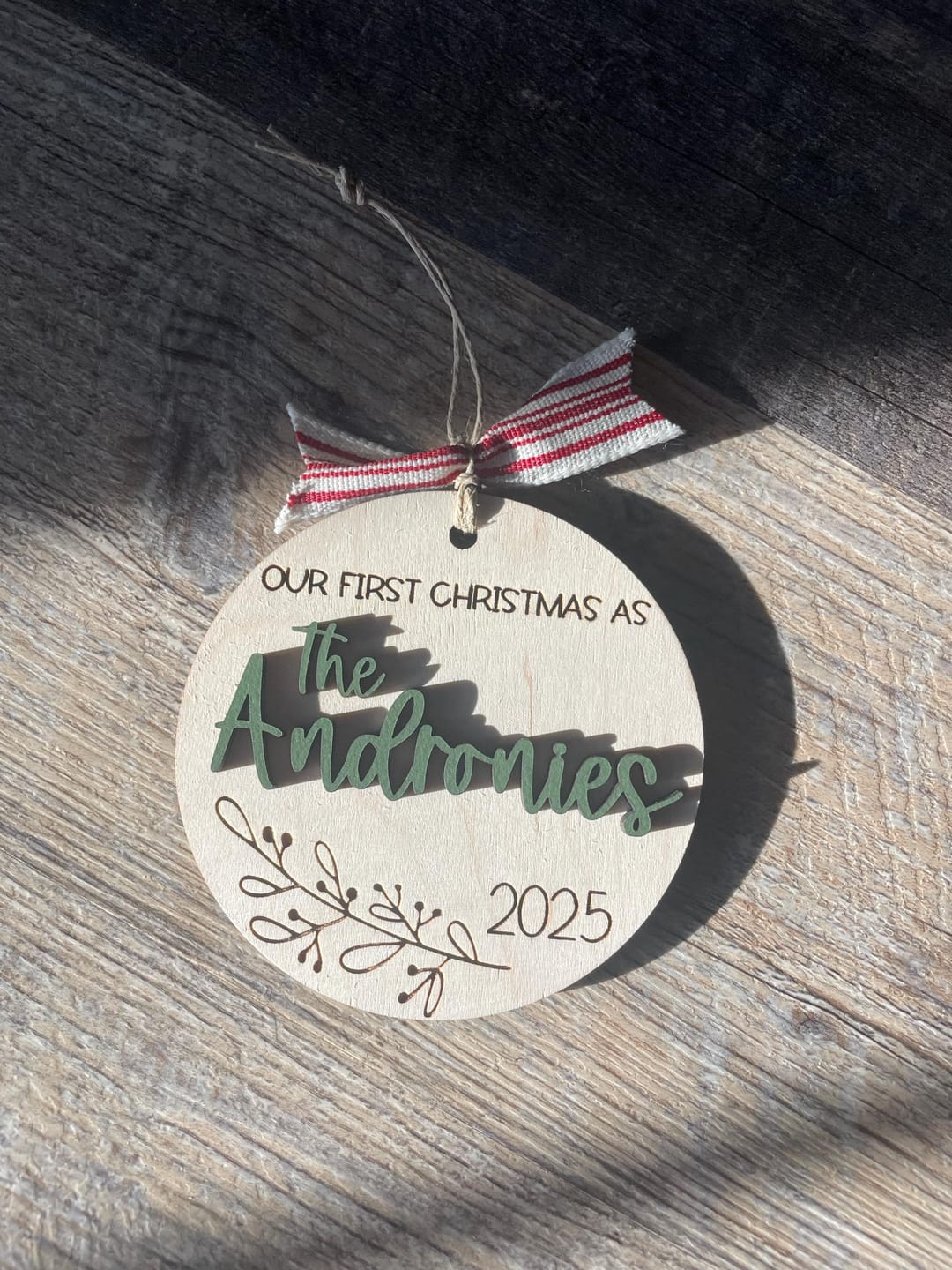 Customer photo review of Our First Christmas Married Ornament 2025