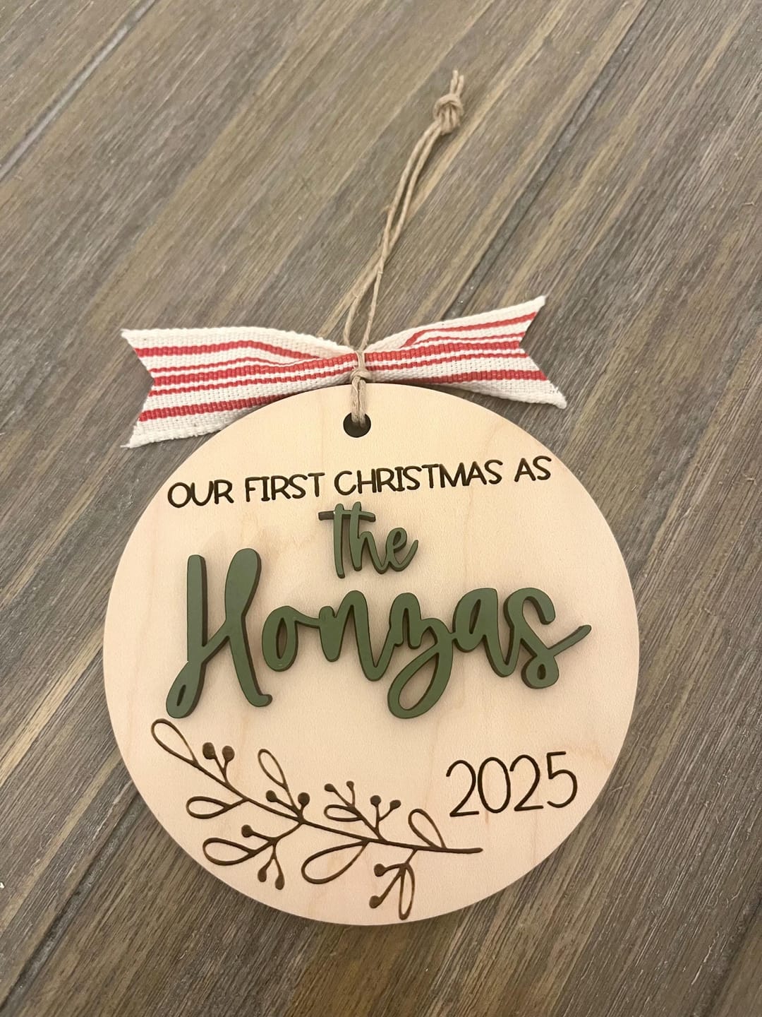 Customer photo review of Our First Christmas Married Ornament 2025