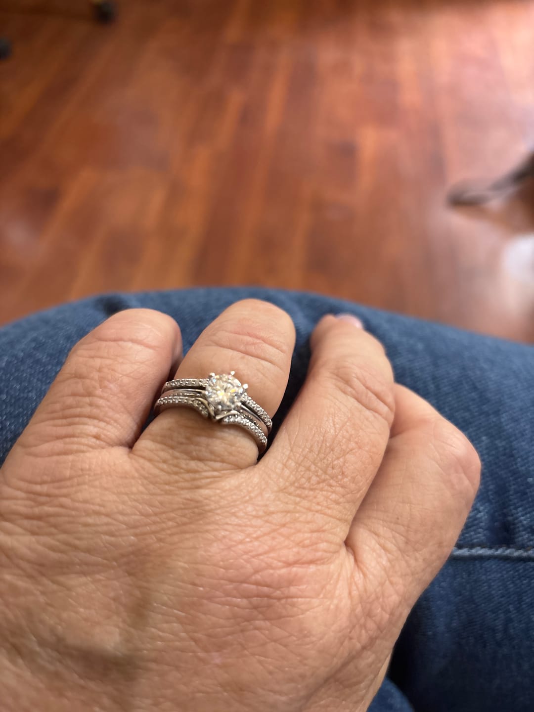 Customer photo review of Classic Solitaire Moissanite Six-Prong Sterling Silver Engagement Ring