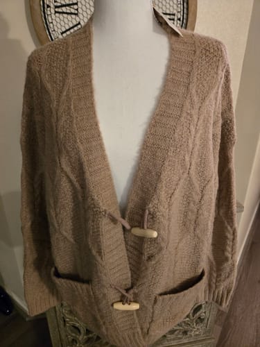 Customer photo review of WOMEN'S LONG SLEEVE BUTTON CLOSURE FRONT POCKETS KNIT CARDIGAN