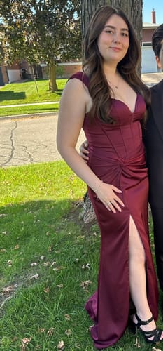 Customer photo review of Moulin Gown by Bariano - RENTAL