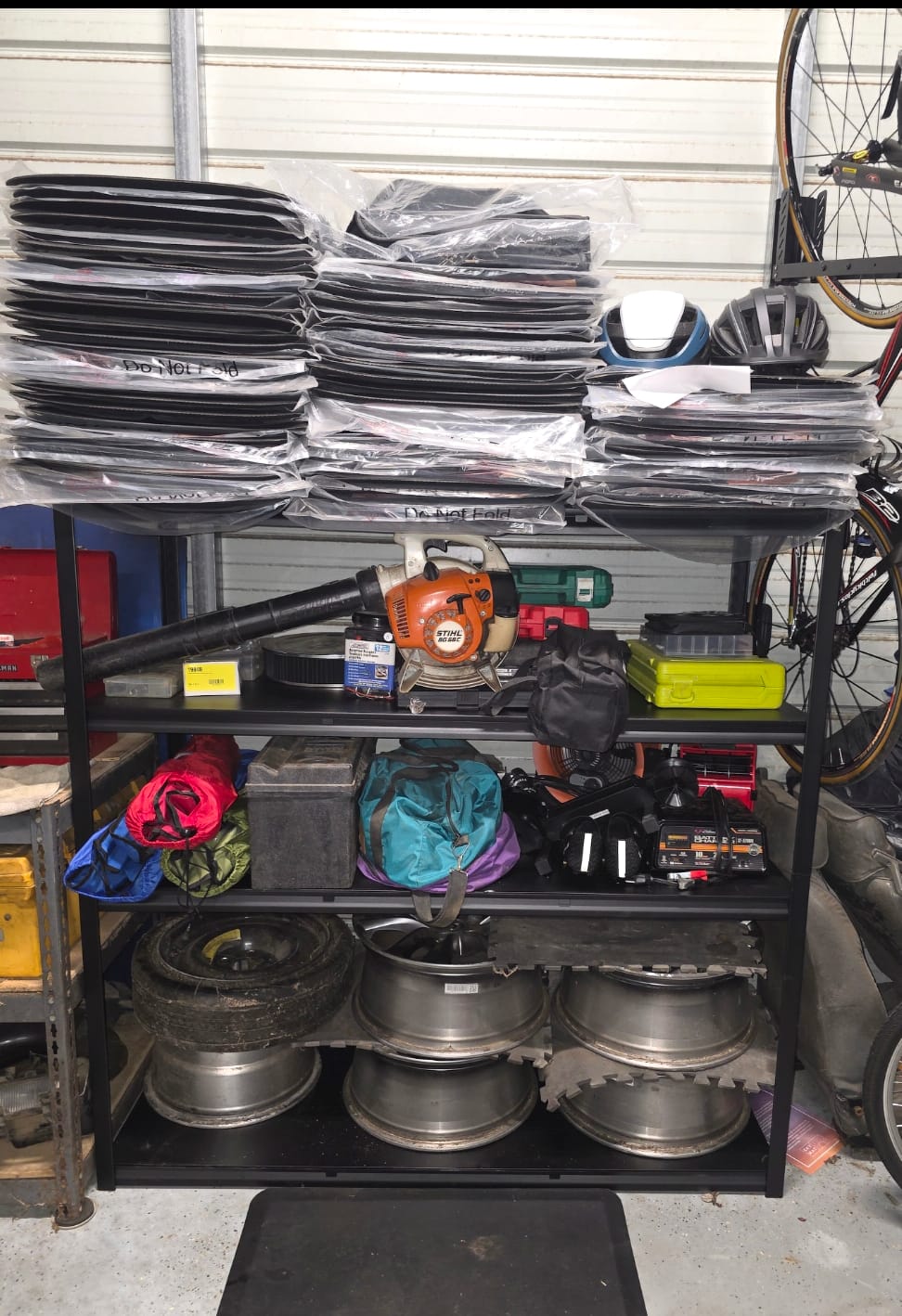 Customer photo review of Reibii 4-Tier 2650LBS Heavy Duty Industrial Garage Shelving Units,60" W Adjustable Metal Storage Shelves Racks for Garage, Warehouse, Basement