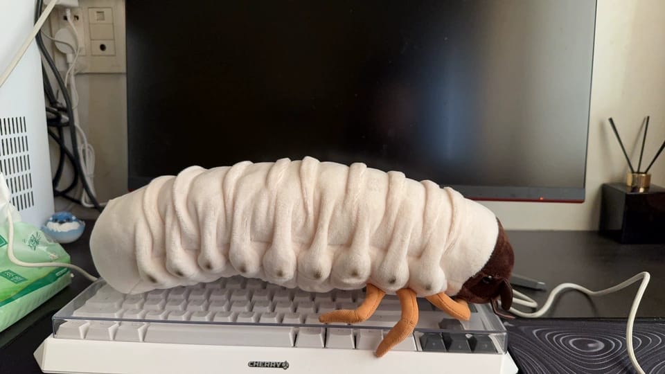 Customer photo review of Realistic White Grub Plush Toy – Lifelike, Soft, and Perfect for Bug Lovers