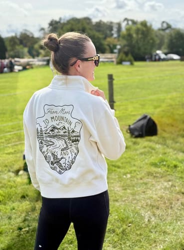 Customer photo review of From Moor To Mountain Ladies Quarter Zip Sweater
