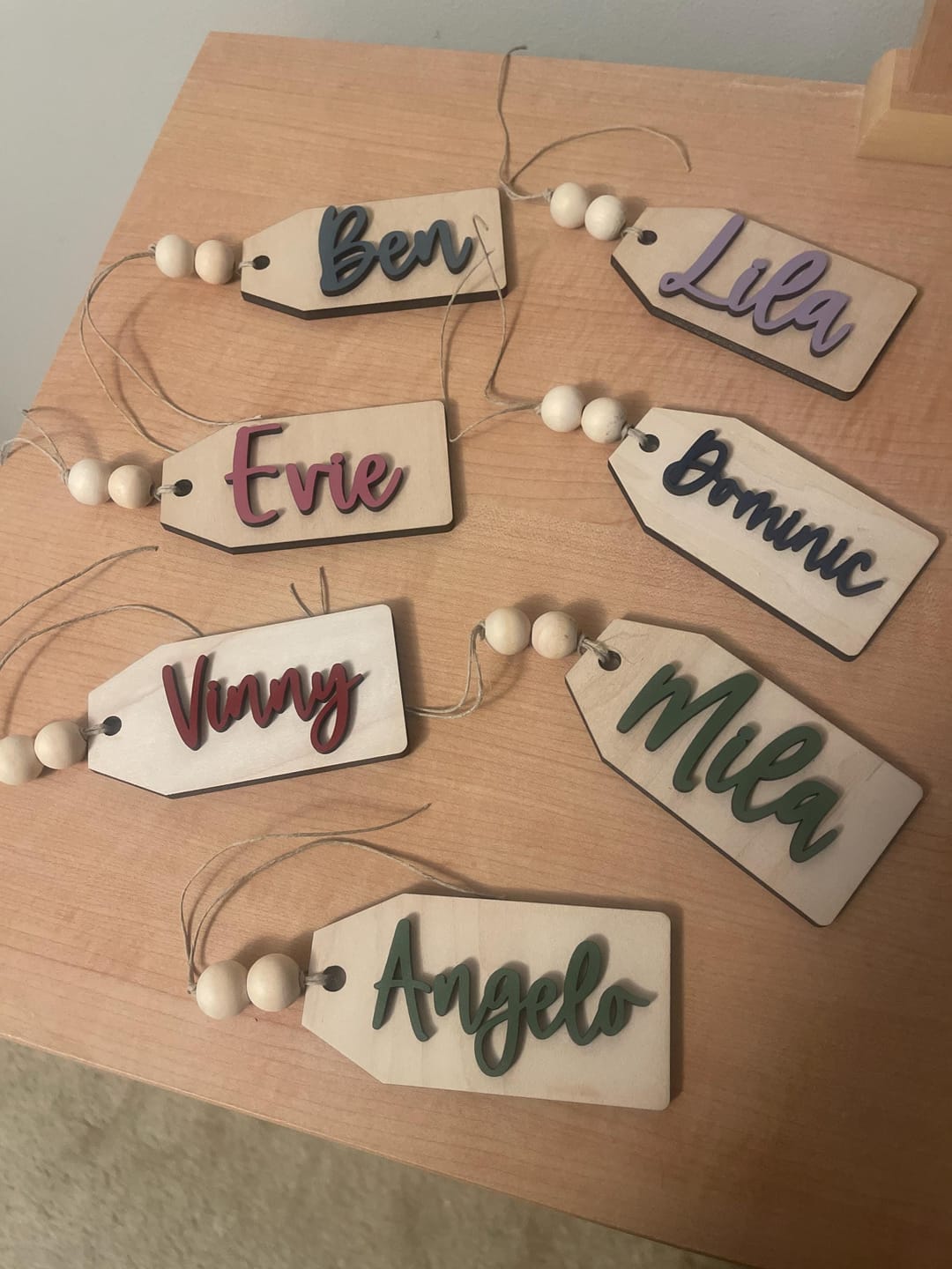 Customer photo review of Beaded Wooden Name Tag