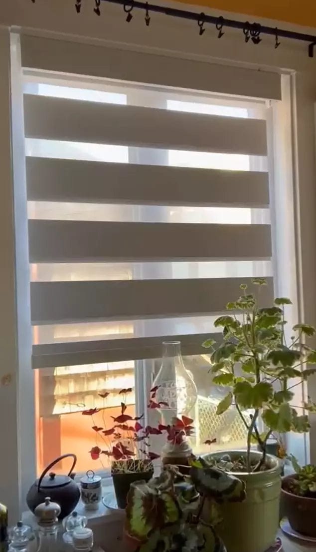 Customer photo review of Bringnox Motorized Zebra Roller Blinds 100% Blackout