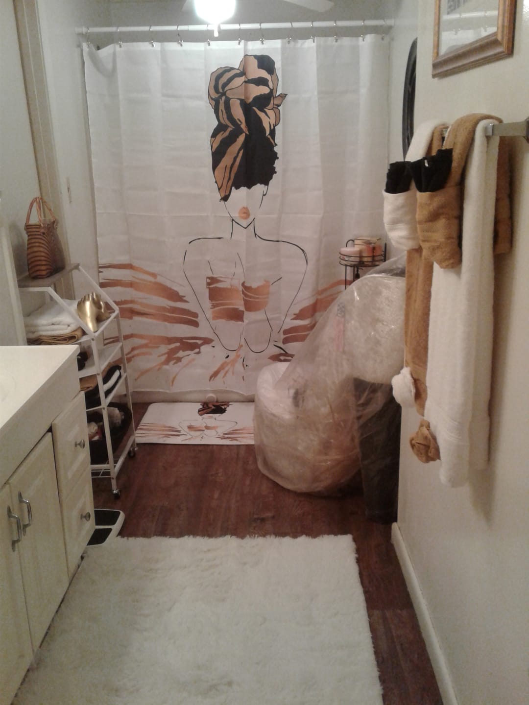 Customer photo review of Oro White Shower Curtain