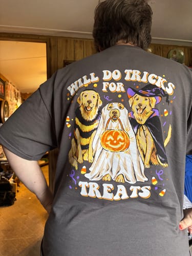 Customer photo review of Will Do Tricks for Treats - Grey