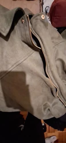 Customer photo review of Lori Suede Bomber Jacket