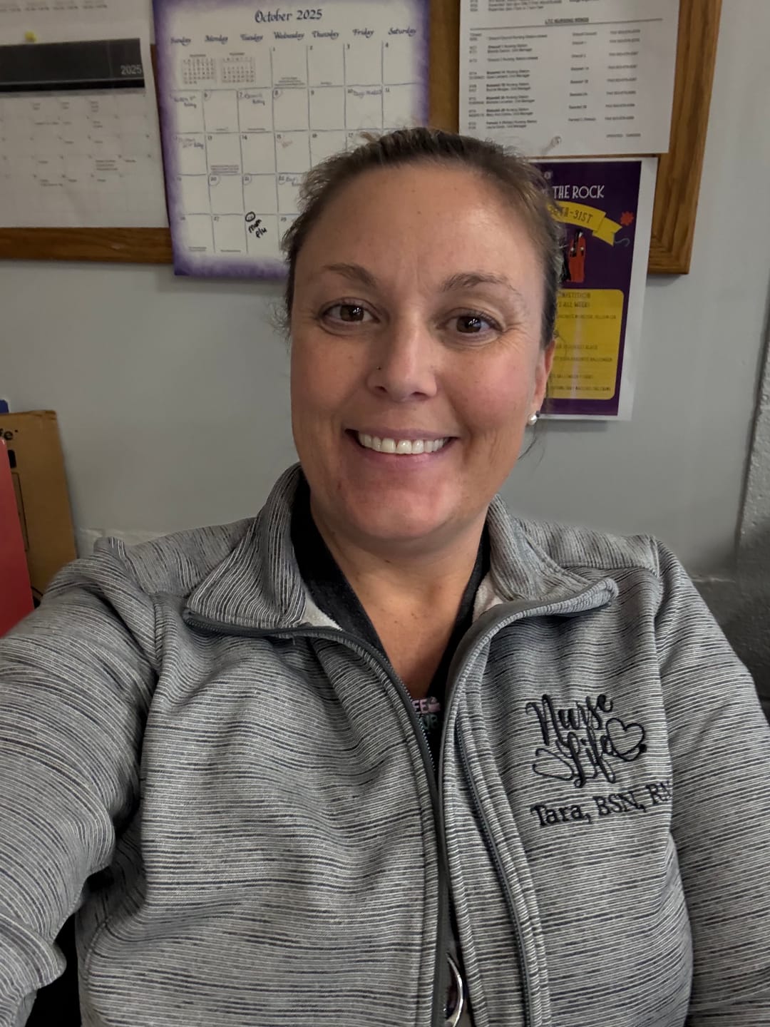 Customer photo review of Ladies Digi Stripe  Personalized Nurse Full Zip