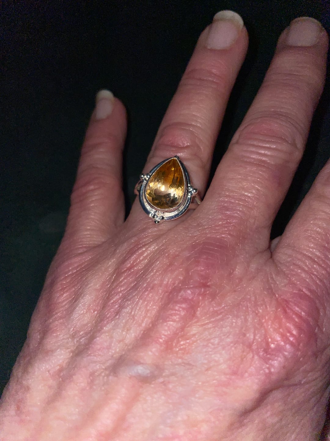 Customer photo review of Citrine Teardrop Ring Sterling Silver