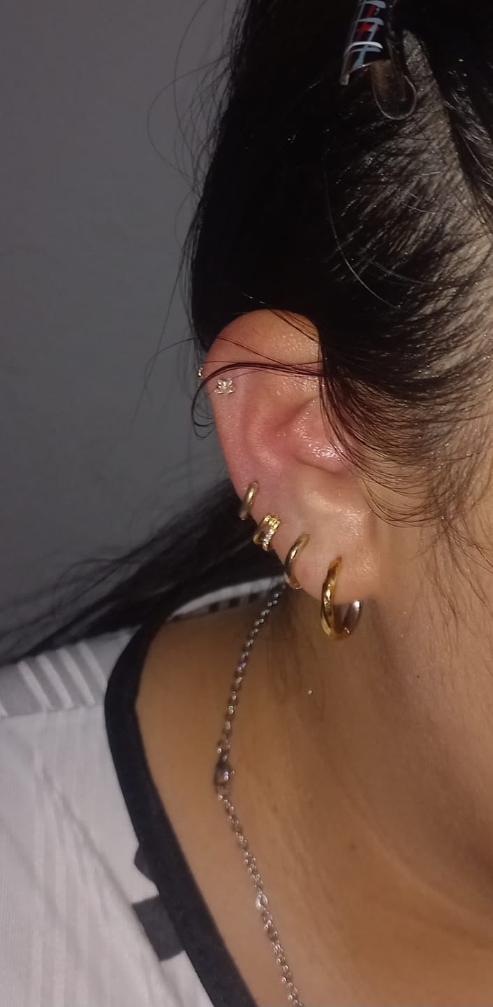 Customer photo review of Piercing Aro Glam Zirconias Titanio