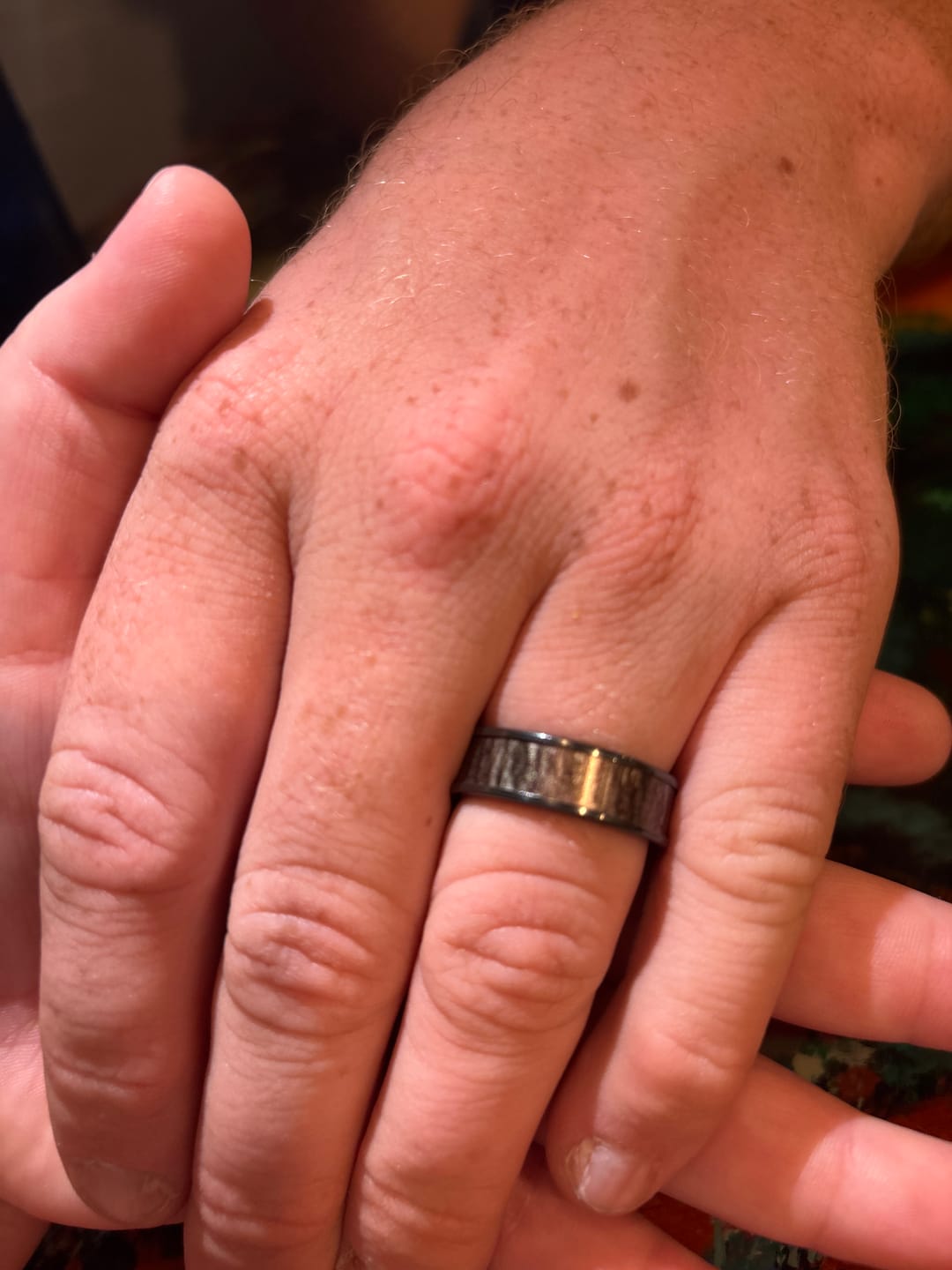 Customer photo review of Mossy Oak Bottomland Black Camo Ring - Pick Width