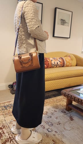 Customer photo review of EMBOSSED CELINE TOP HANDLE BAG 20 IN BROWN CALFSKIN