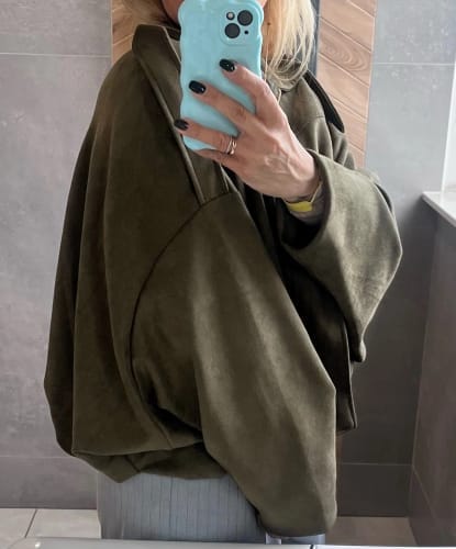 Customer photo review of Lori Suede Bomber Jacket