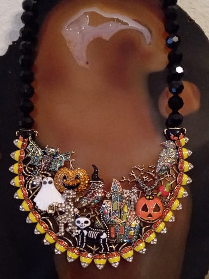 Customer photo review of HEIDI DAUS®"Trick Or Treat" Halloween Sparklescape Necklace