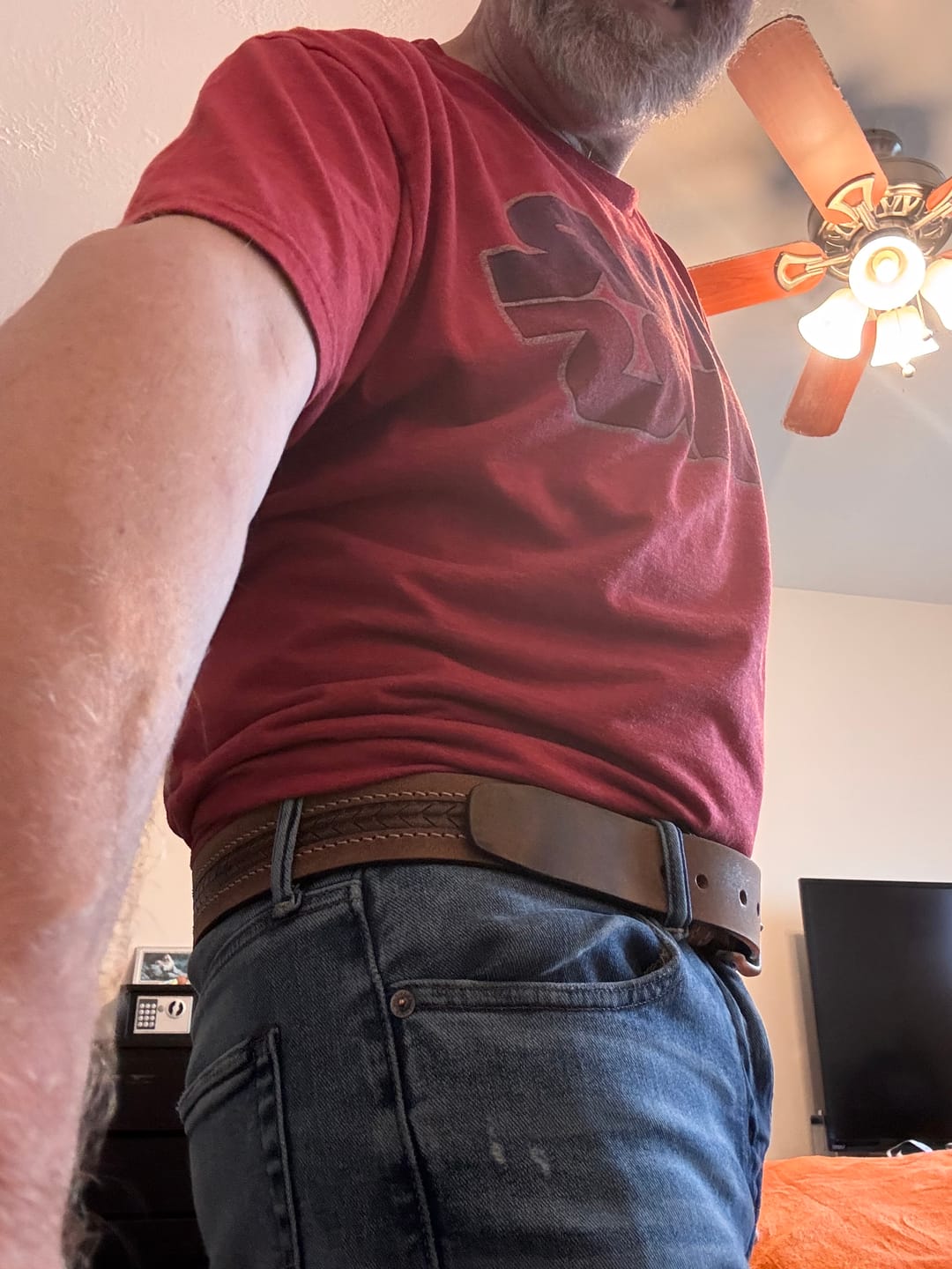 Customer photo review of Brown Arrow Patterned 100% Real Distressed Leather Belt