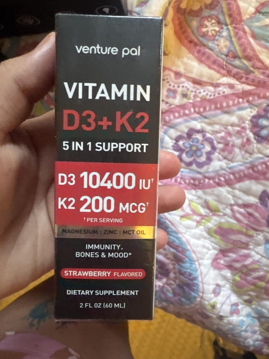 Customer photo review of Vitamin D3 10000 IU Plus K2 (MK-7) - Strawberry Flavor - 200 mcg Liquid Drops