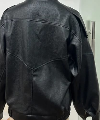 Customer photo review of Lucille Asymmetrical Leather Jacket
