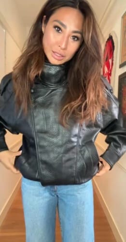 Customer photo review of Lucille Asymmetrical Leather Jacket