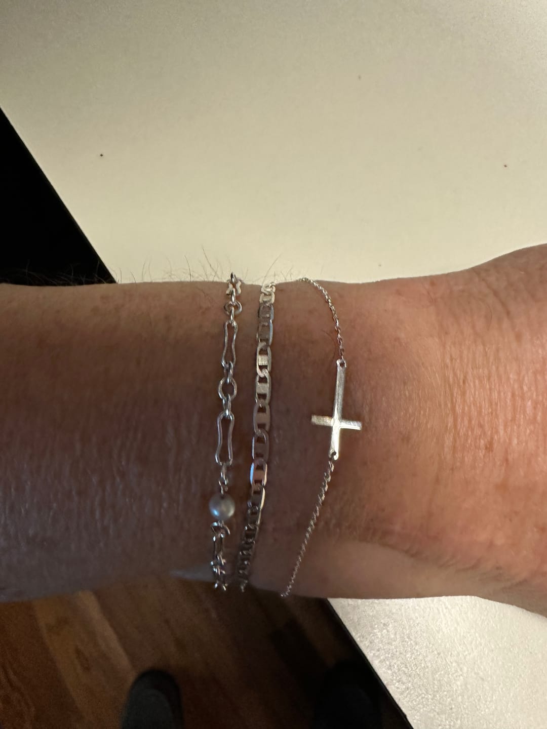 Customer photo review of Dainty Cross Bracelet