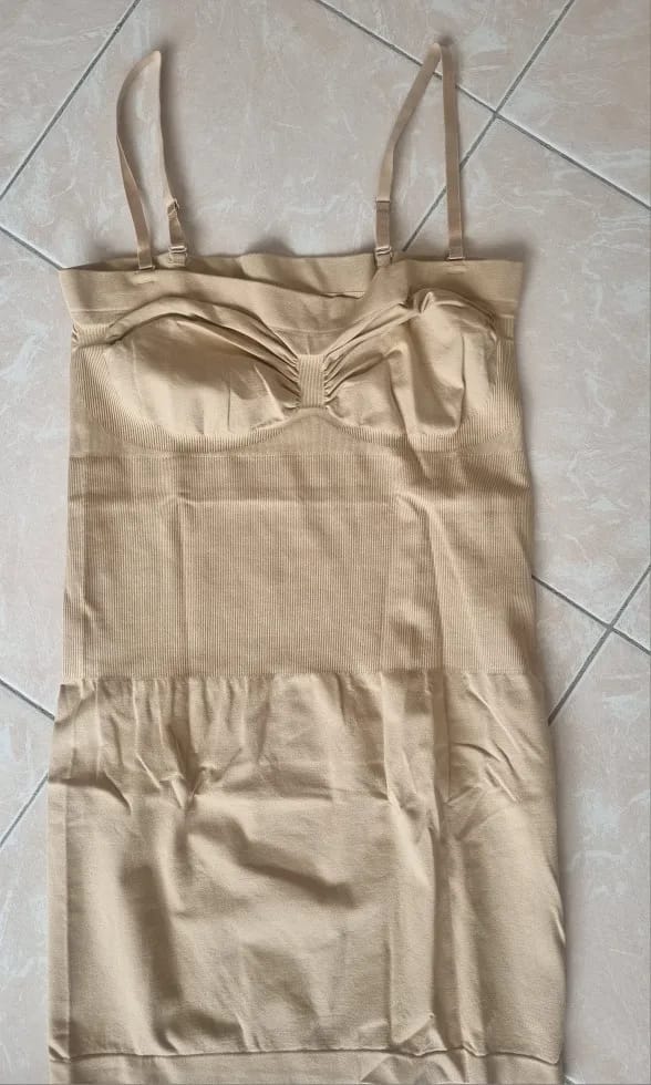 Customer photo review of Satin Full Slip Shapewear Strapless Compression for Silky Smooth Control — Black and Nude | KIMLUD