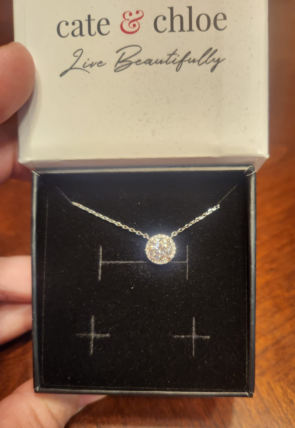 Customer photo review of Moissanite by Cate & Chloe Sutton 18k Gold Plated 925 Sterling Silver Necklace 1.1tcw