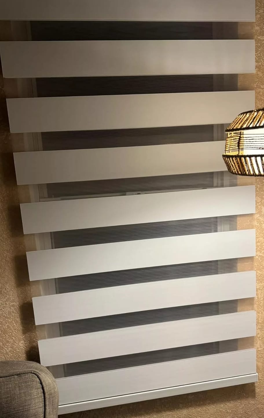 Customer photo review of Bringnox Motorized Zebra Roller Blinds 100% Blackout