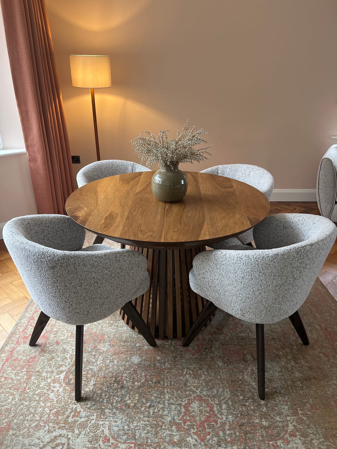 Customer photo review of Vivien Extendable Round Dining Table in Darker Walnut