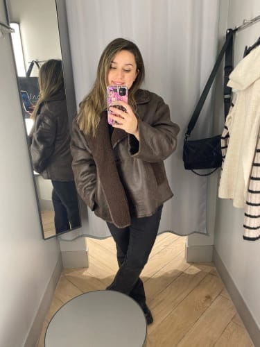 Customer photo review of Lilly Faux Leather Jacket