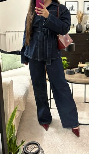 Customer photo review of Suzette Belted Denim Set