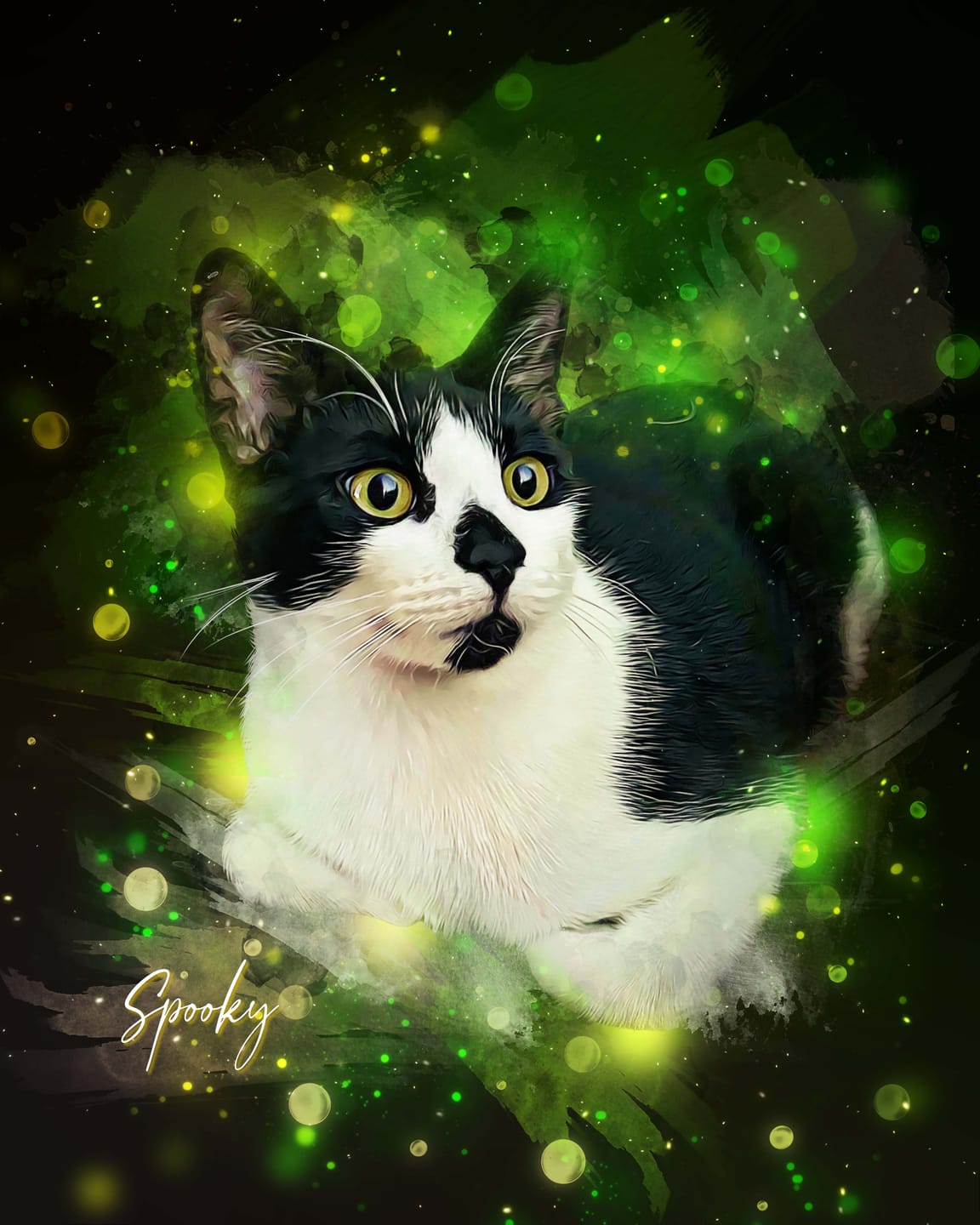 Customer photo review of Custom Neon Watercolor Pet Portrait – Aesthetic Neon Style (AN)