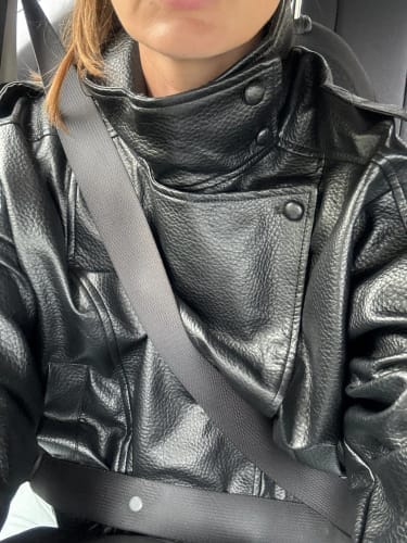 Customer photo review of Lucille Asymmetrical Leather Jacket