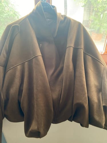 Customer photo review of Lori Suede Bomber Jacket