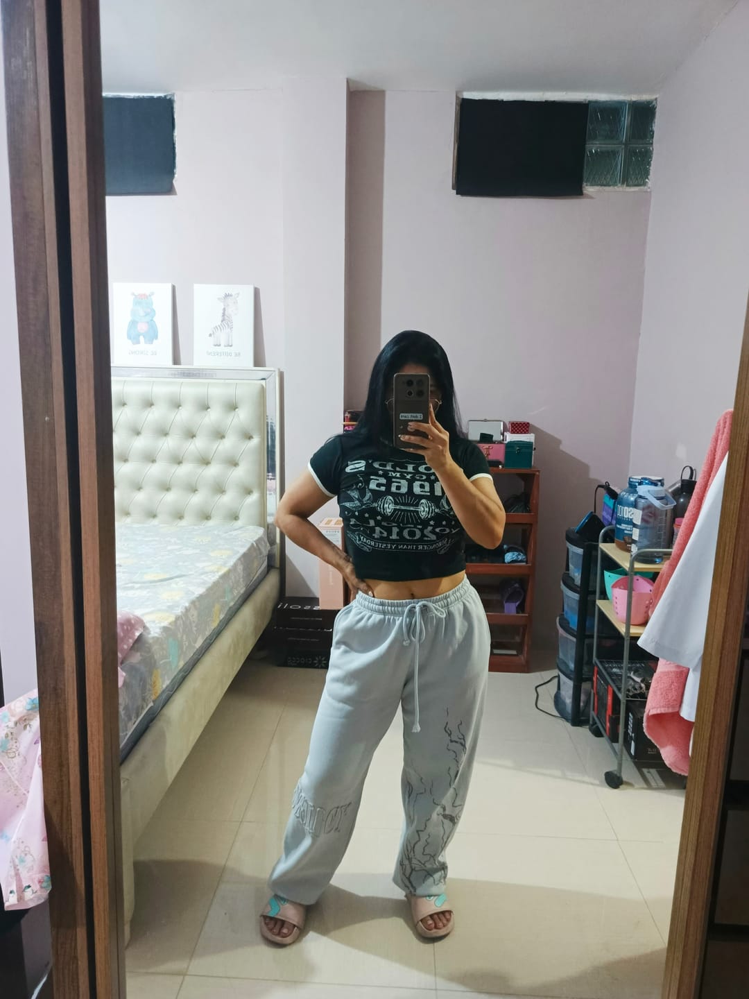 Customer photo review of W471 Gold's Gym Ringer Baby Tee