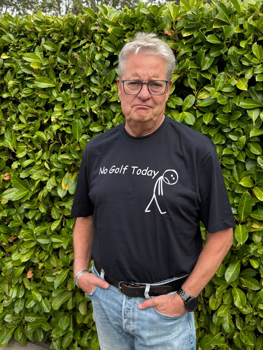 Customer photo review of No Golf Today T-Shirt