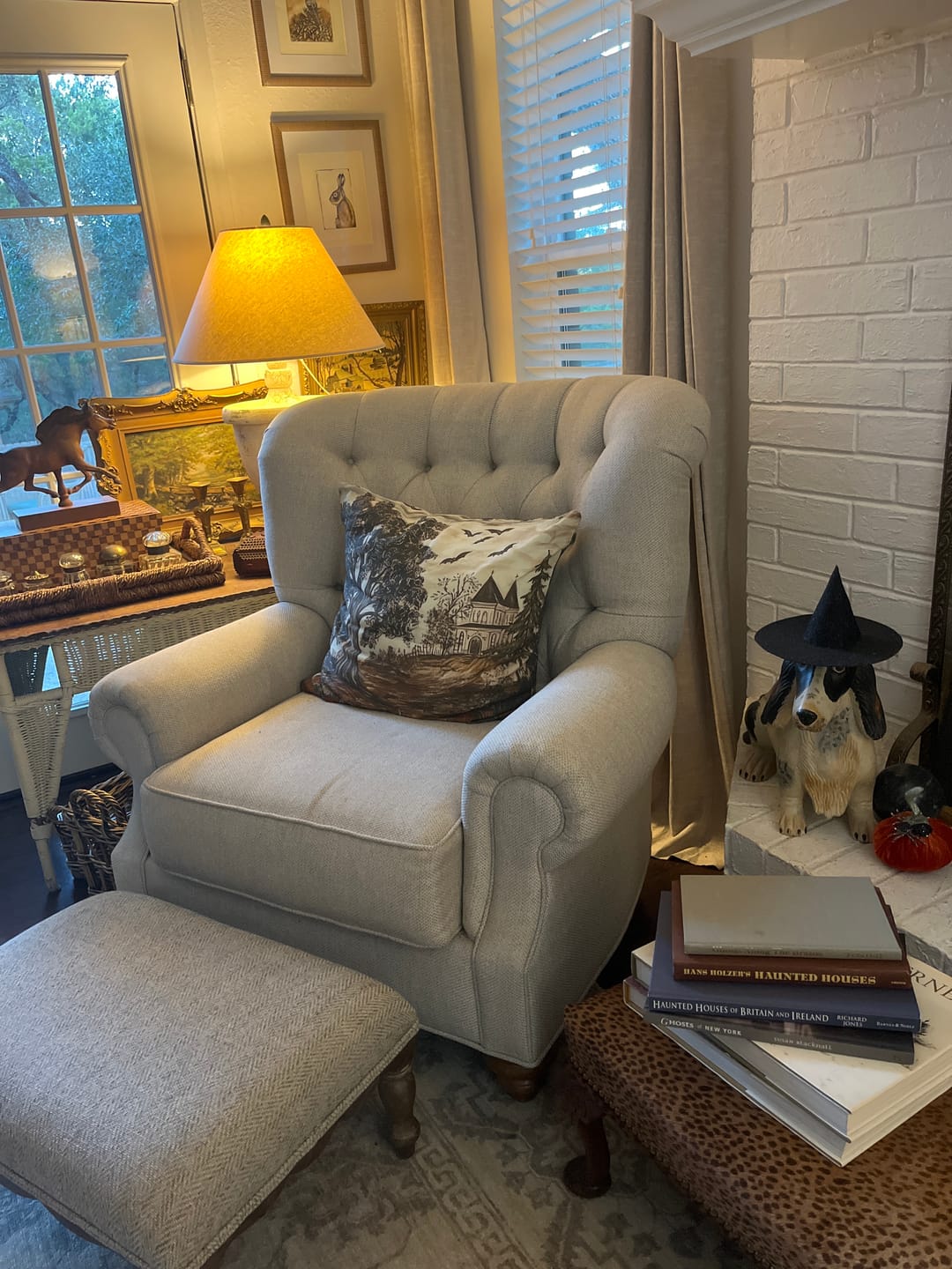 Customer photo review of Haunted Harvest in Linen - 18" | 22"