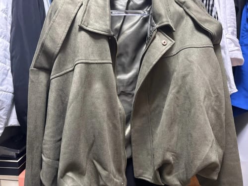 Customer photo review of Lori Suede Bomber Jacket