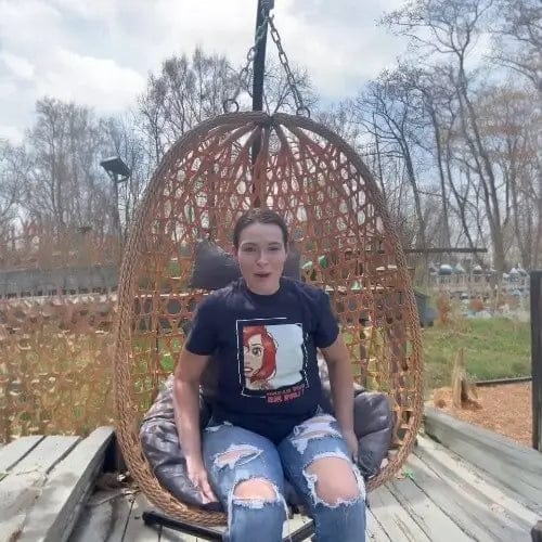 Customer photo review of Modern Hanging Egg Chair with Stand – Weather-Resistant Rattan & Plush Cushions