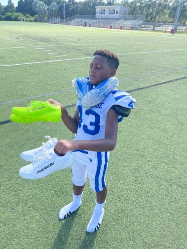 Customer photo review of Velocity 3.0: Football Cleats - White