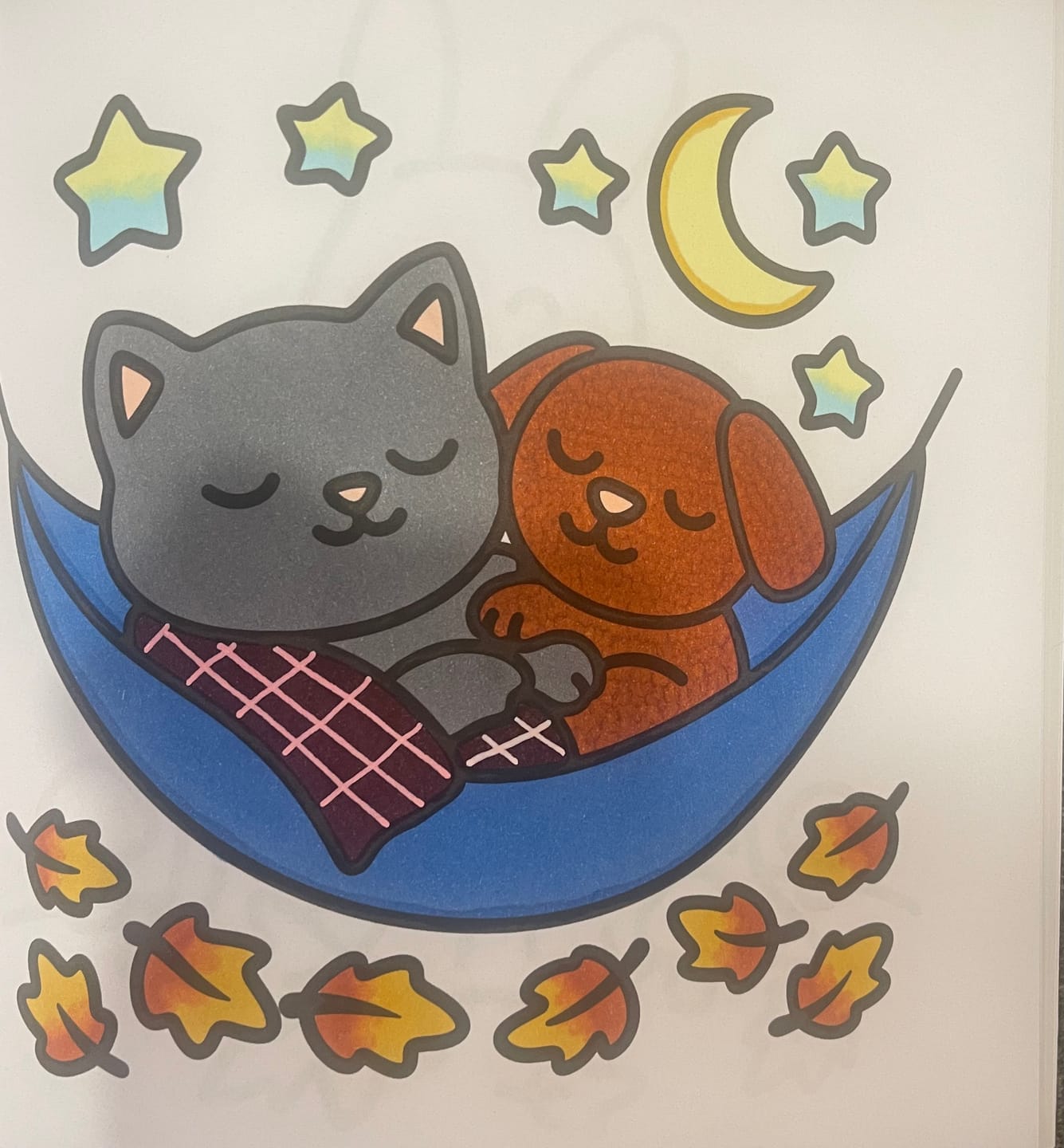 Customer photo review of Cozy Fall Dayz Coloring Book & Reusable Protective Sheet