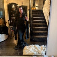 Customer photo review of Morticia Puddle Train Gown Dress