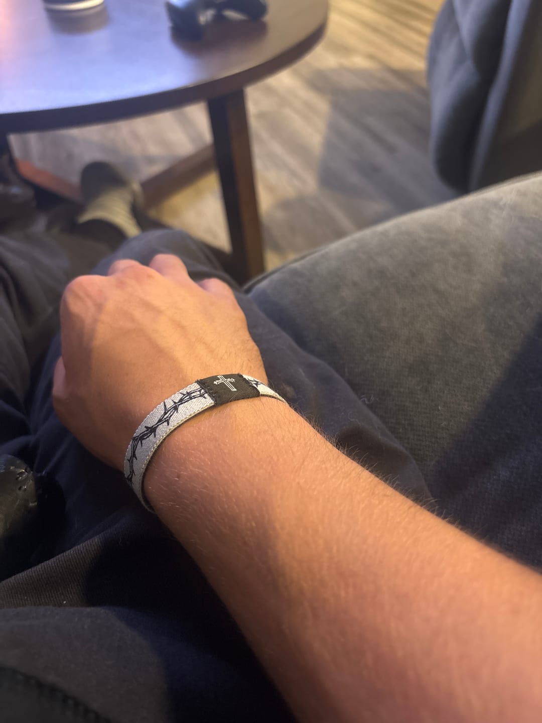 Customer photo review of Crown Of Thorns Wrist Band - White