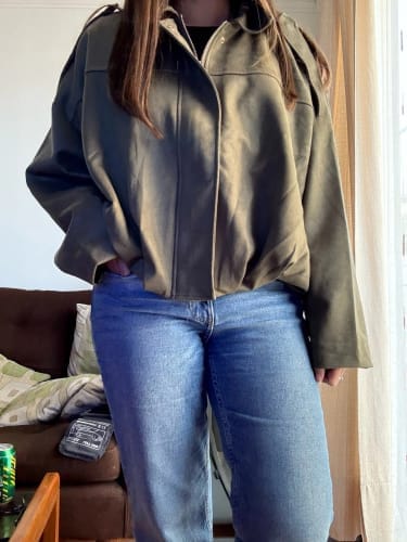 Customer photo review of Lori Suede Bomber Jacket